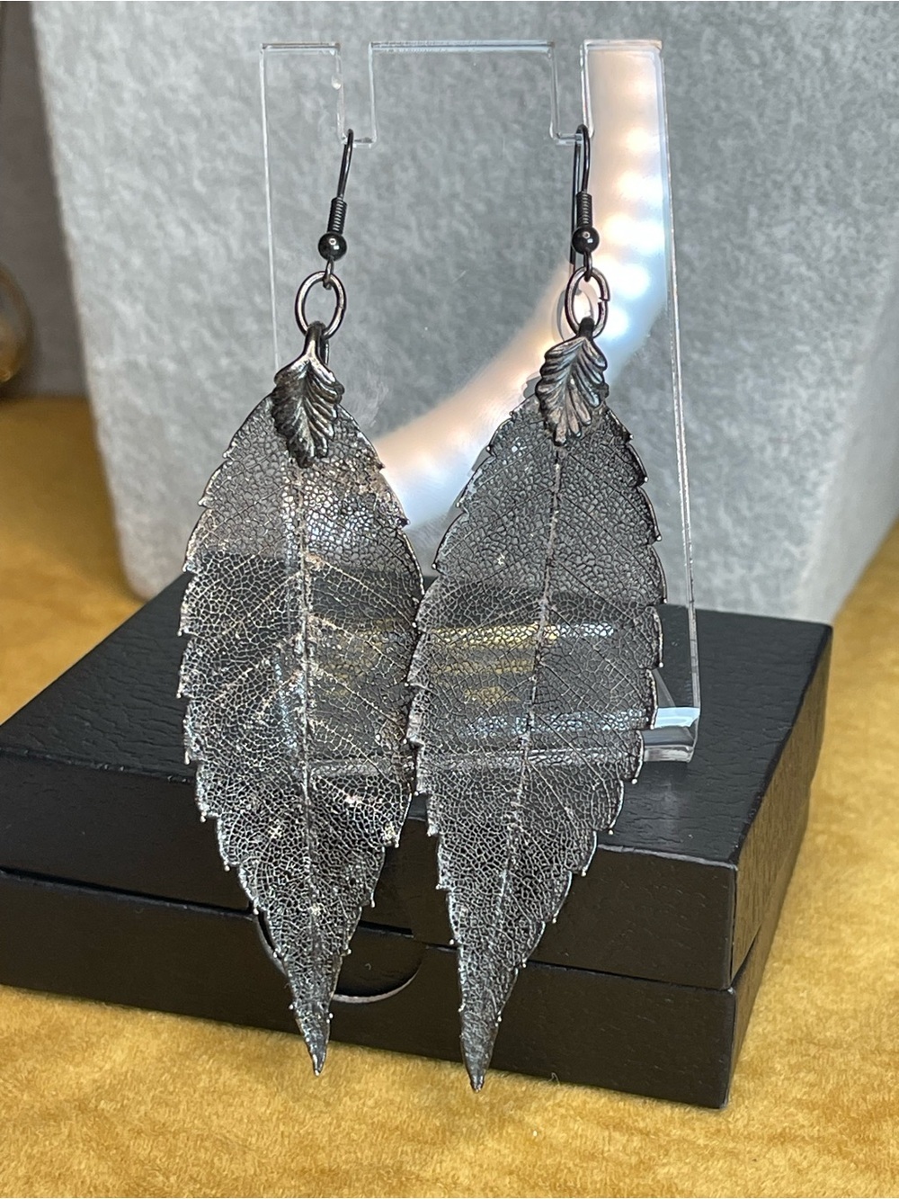 REAL magnolia leave earrings